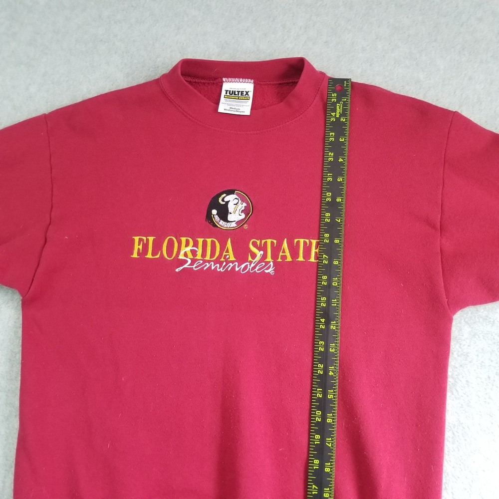 VTG Florida State Sweater Mens Medium Garnet Red Tultex Seminoles USA Made 90s - Picture 8 of 10